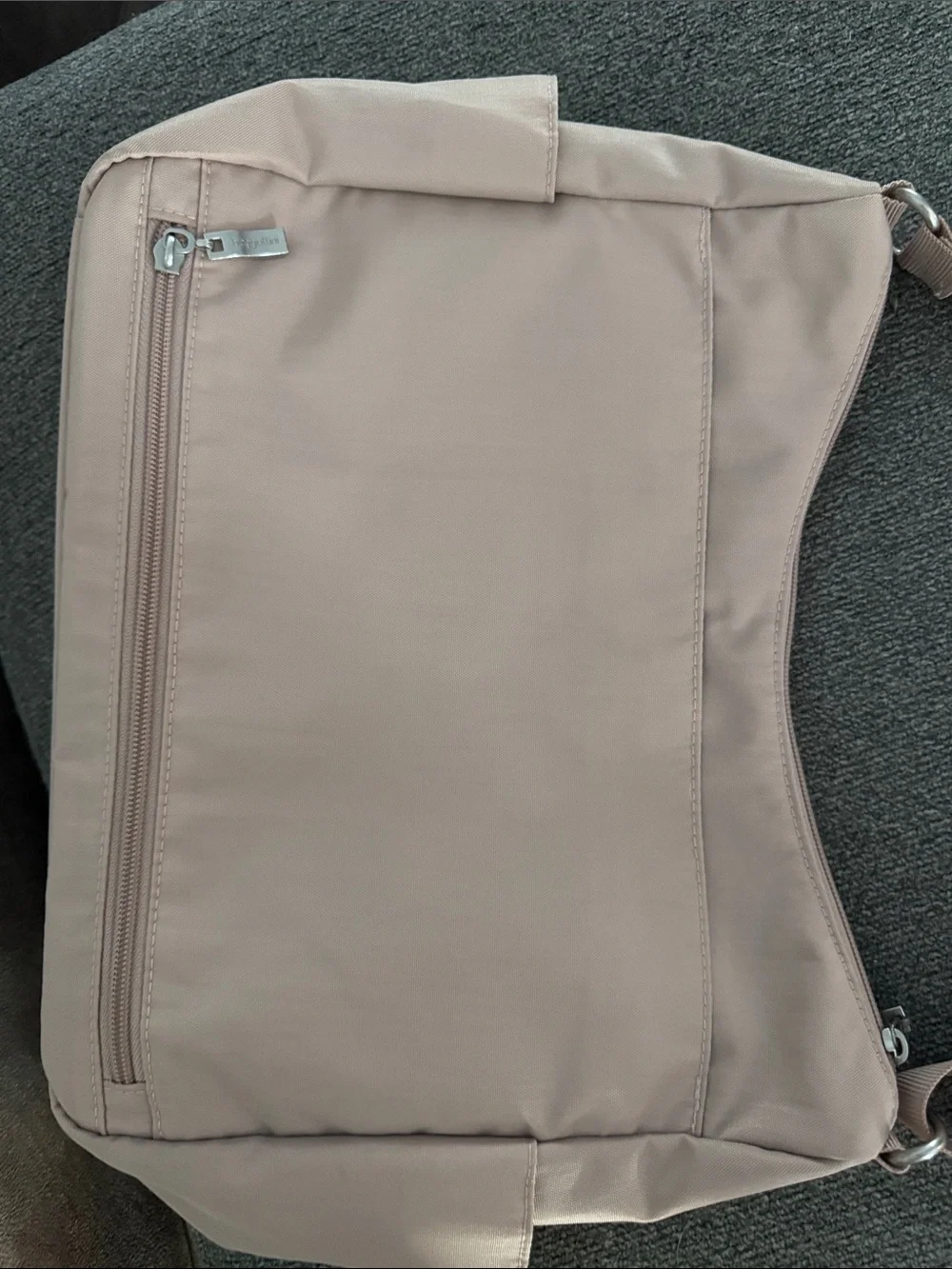 Soft Blush Hobo Bag with Front Zip Pockets